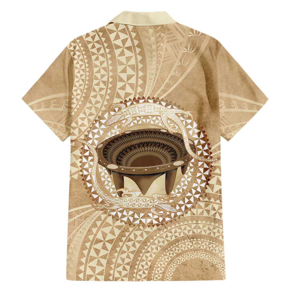 Tonga Skink Kava Bowl Family Matching Tank Maxi Dress and Hawaiian Shirt Vintage Tongan Ngatu Pattern