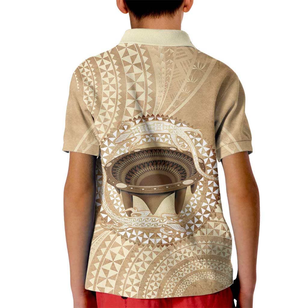 Tonga Skink Kava Bowl Kid Polo Shirt Vintage Tongan Ngatu Pattern LT14 - Polynesian Pride