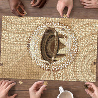 Tonga Skink Kava Bowl Puzzle Vintage Tongan Ngatu Pattern