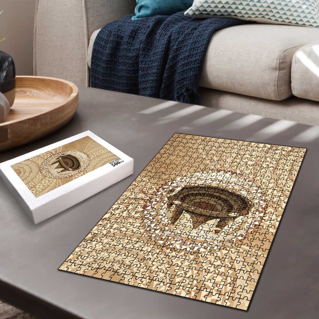 Tonga Skink Kava Bowl Puzzle Vintage Tongan Ngatu Pattern