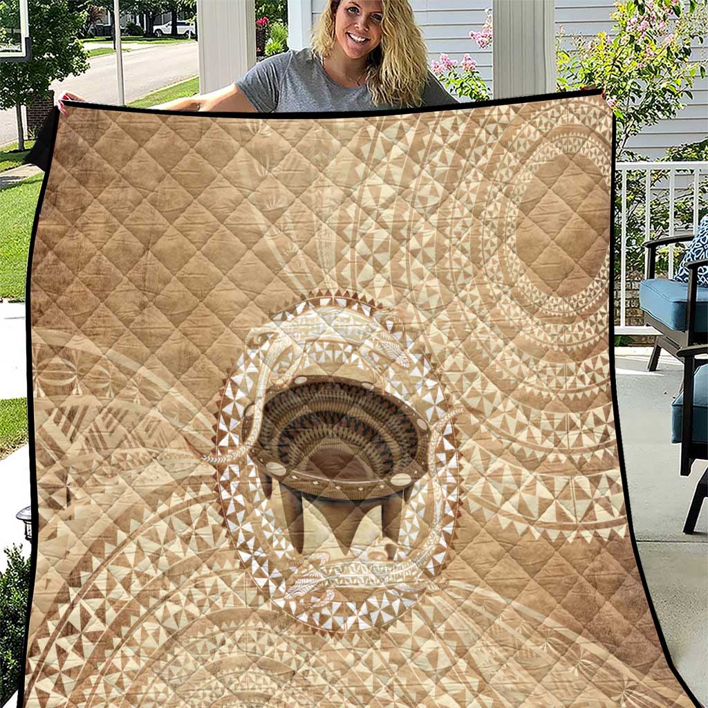 Tonga Skink Kava Bowl Quilt Vintage Tongan Ngatu Pattern