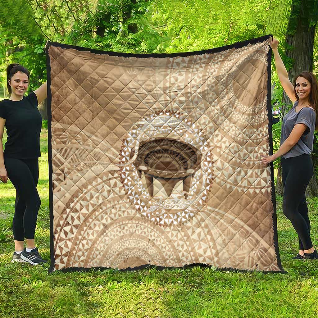 Tonga Skink Kava Bowl Quilt Vintage Tongan Ngatu Pattern
