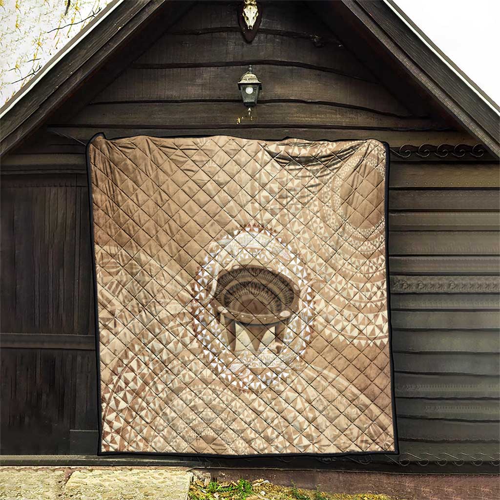 Tonga Skink Kava Bowl Quilt Vintage Tongan Ngatu Pattern