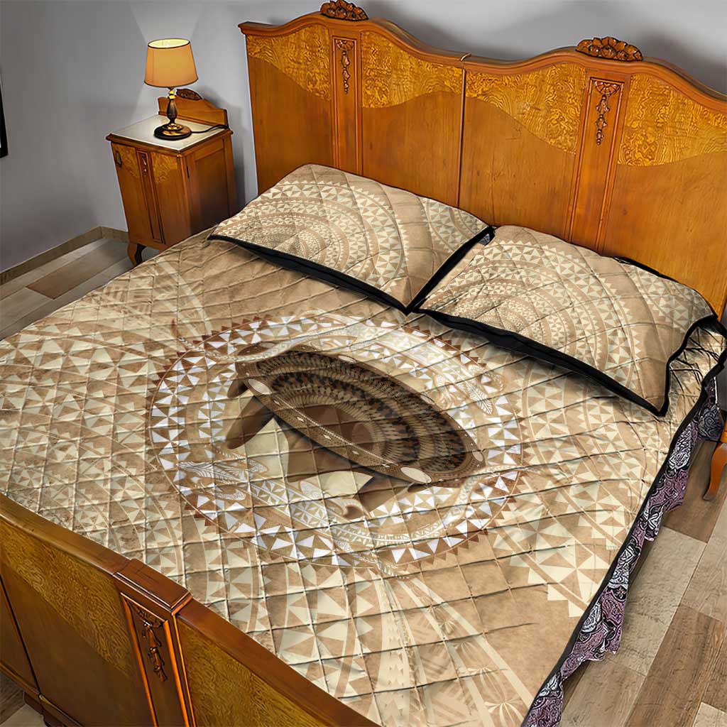 Tonga Skink Kava Bowl Quilt Bed Set Vintage Tongan Ngatu Pattern