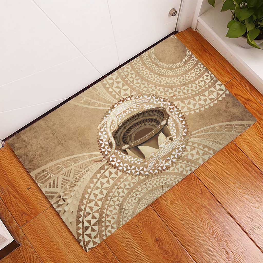 Tonga Skink Kava Bowl Rubber Doormat Vintage Tongan Ngatu Pattern