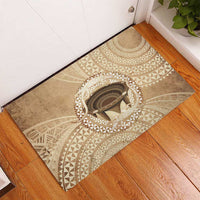 Tonga Skink Kava Bowl Rubber Doormat Vintage Tongan Ngatu Pattern