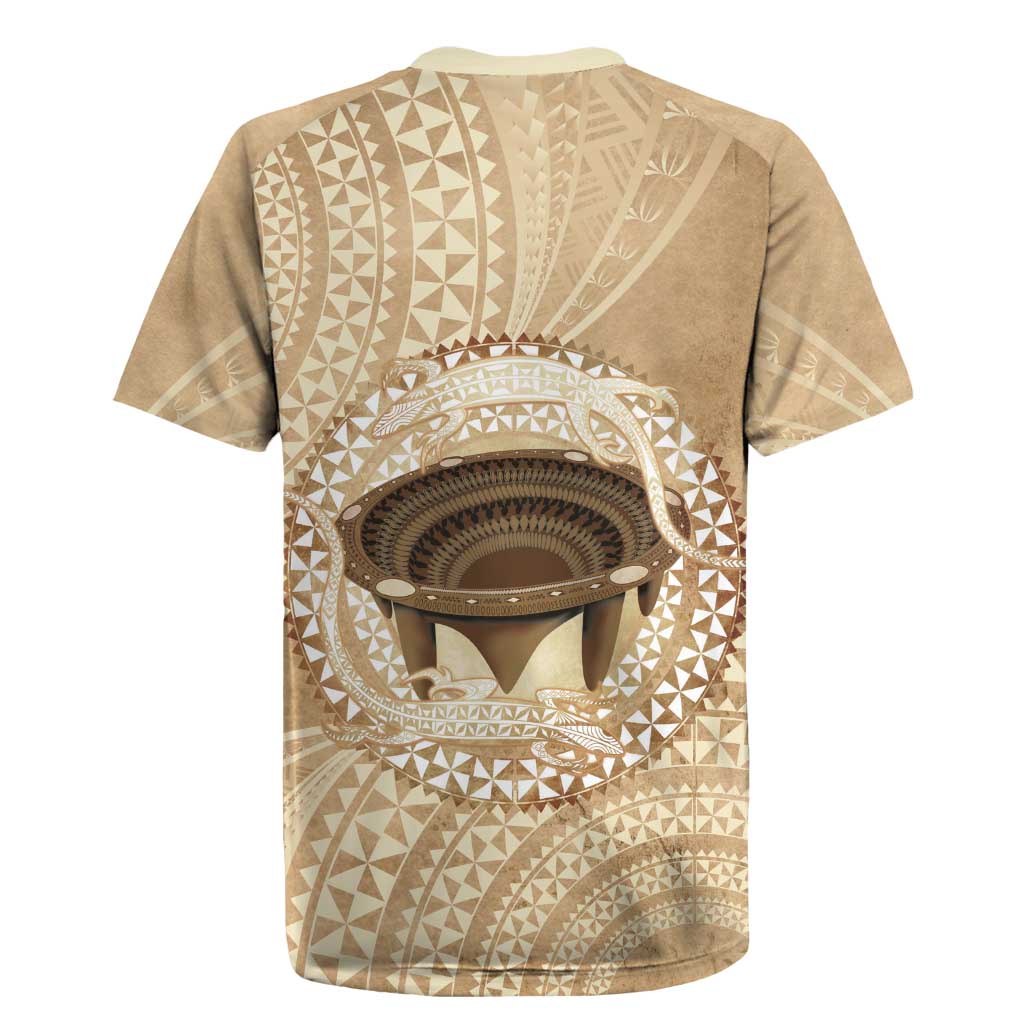 Tonga Skink Kava Bowl Rugby Jersey Vintage Tongan Ngatu Pattern