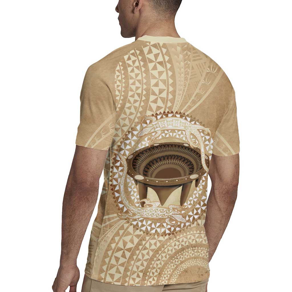 Tonga Skink Kava Bowl Rugby Jersey Vintage Tongan Ngatu Pattern