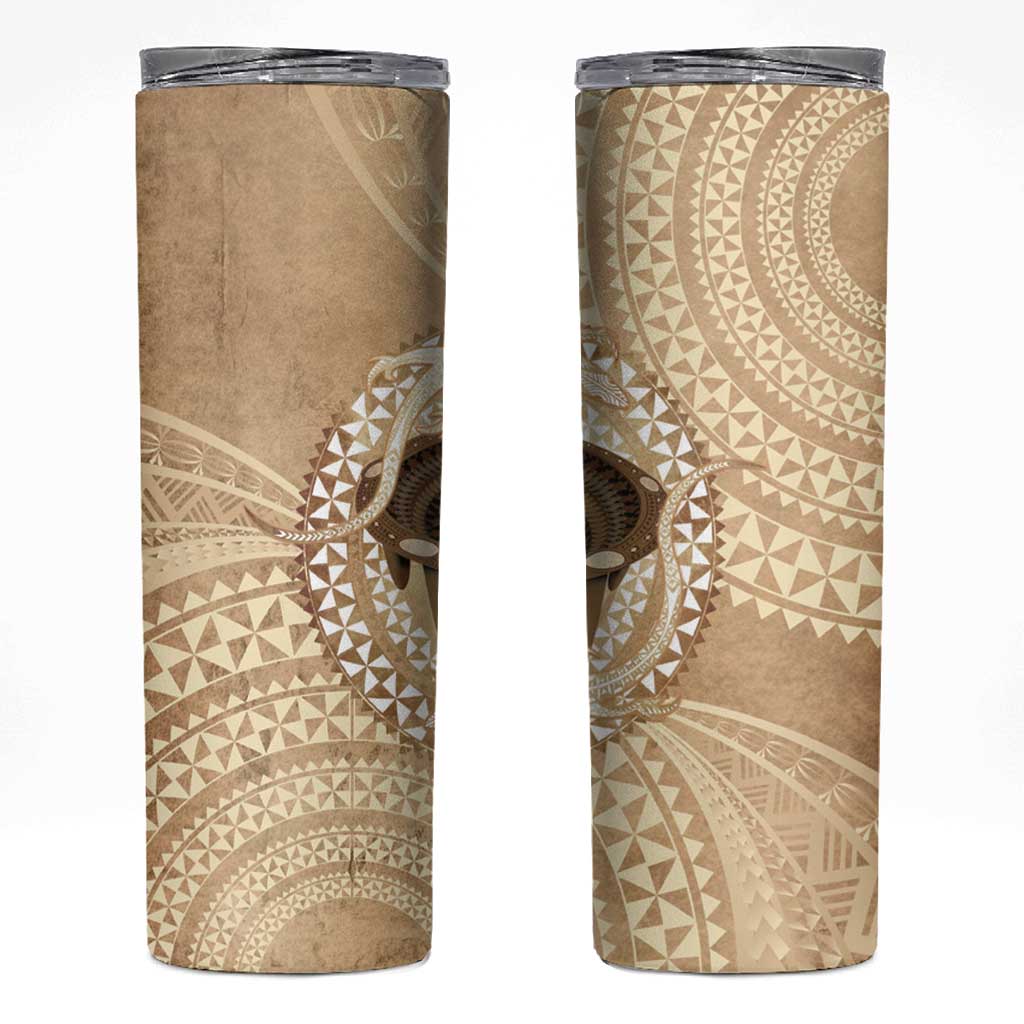 Tonga Skink Kava Bowl Skinny Tumbler Vintage Tongan Ngatu Pattern