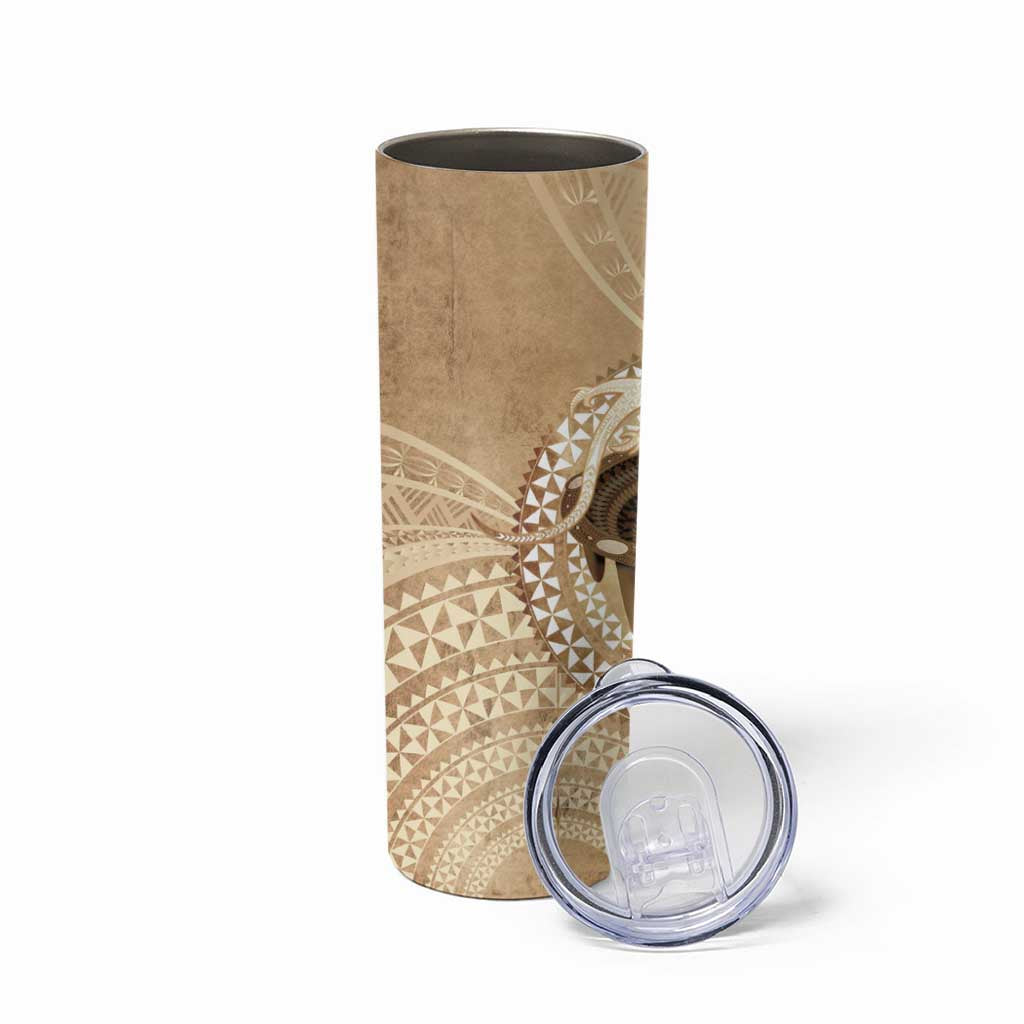 Tonga Skink Kava Bowl Skinny Tumbler Vintage Tongan Ngatu Pattern