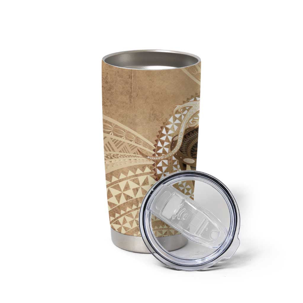 Tonga Skink Kava Bowl Tumbler Cup Vintage Tongan Ngatu Pattern
