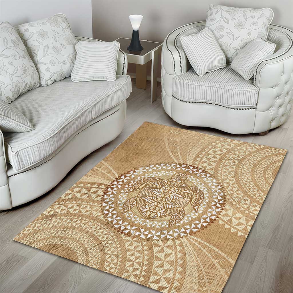 Tonga Ngatu Turtle Area Rug Vintage Tongan Tapa Cloth LT14 - Polynesian Pride