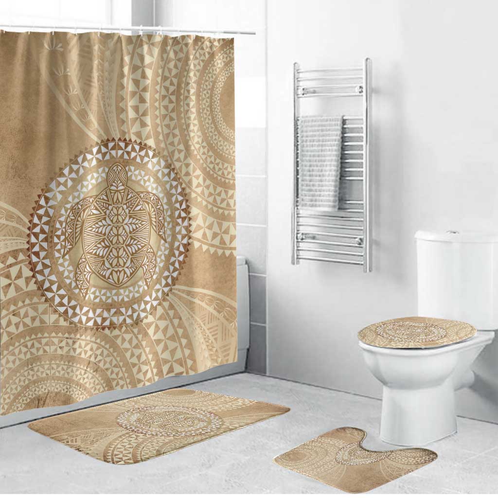 Tonga Ngatu Turtle Bathroom Set Vintage Tongan Tapa Cloth