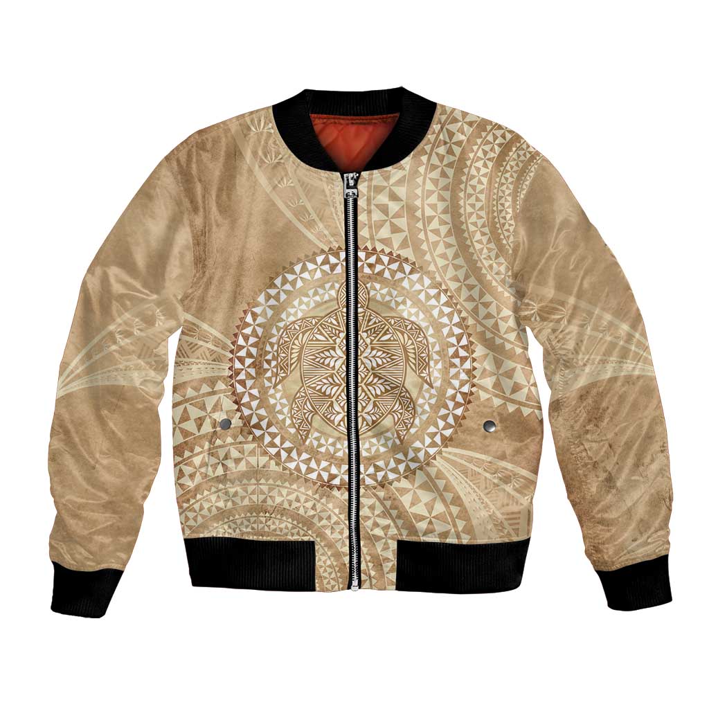 Tonga Ngatu Turtle Bomber Jacket Vintage Tongan Tapa Cloth