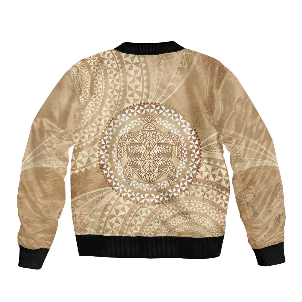 Tonga Ngatu Turtle Bomber Jacket Vintage Tongan Tapa Cloth