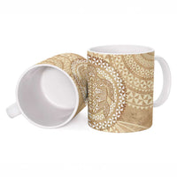 Tonga Ngatu Turtle Ceramic Mug Vintage Tongan Tapa Cloth