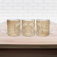 Tonga Ngatu Turtle Ceramic Mug Vintage Tongan Tapa Cloth