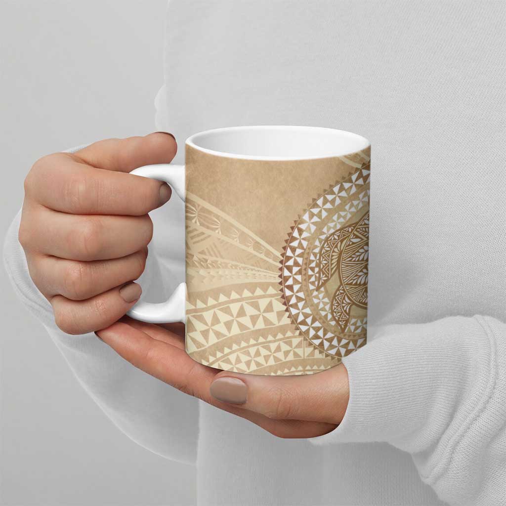 Tonga Ngatu Turtle Ceramic Mug Vintage Tongan Tapa Cloth