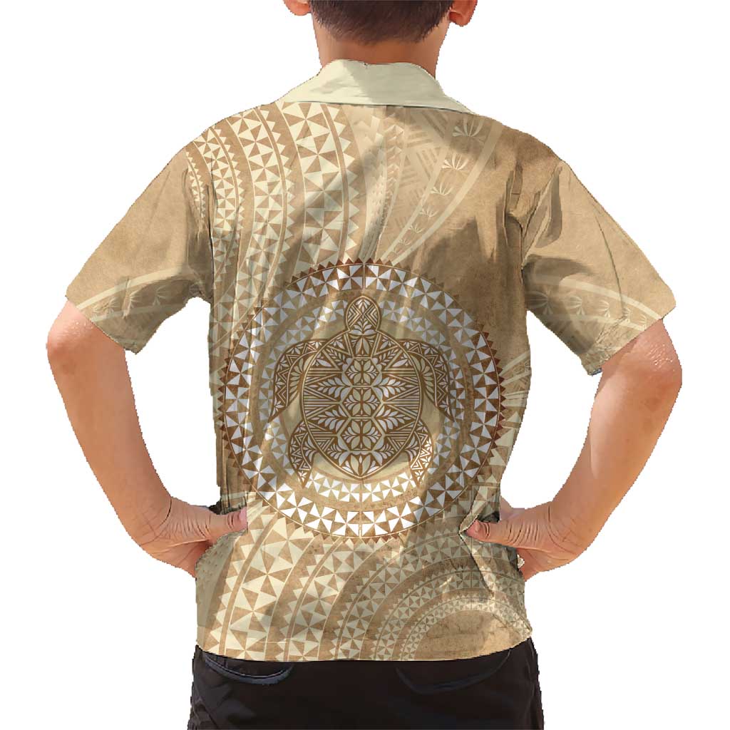 Tonga Ngatu Turtle Family Matching Summer Maxi Dress and Hawaiian Shirt Vintage Tongan Tapa Cloth