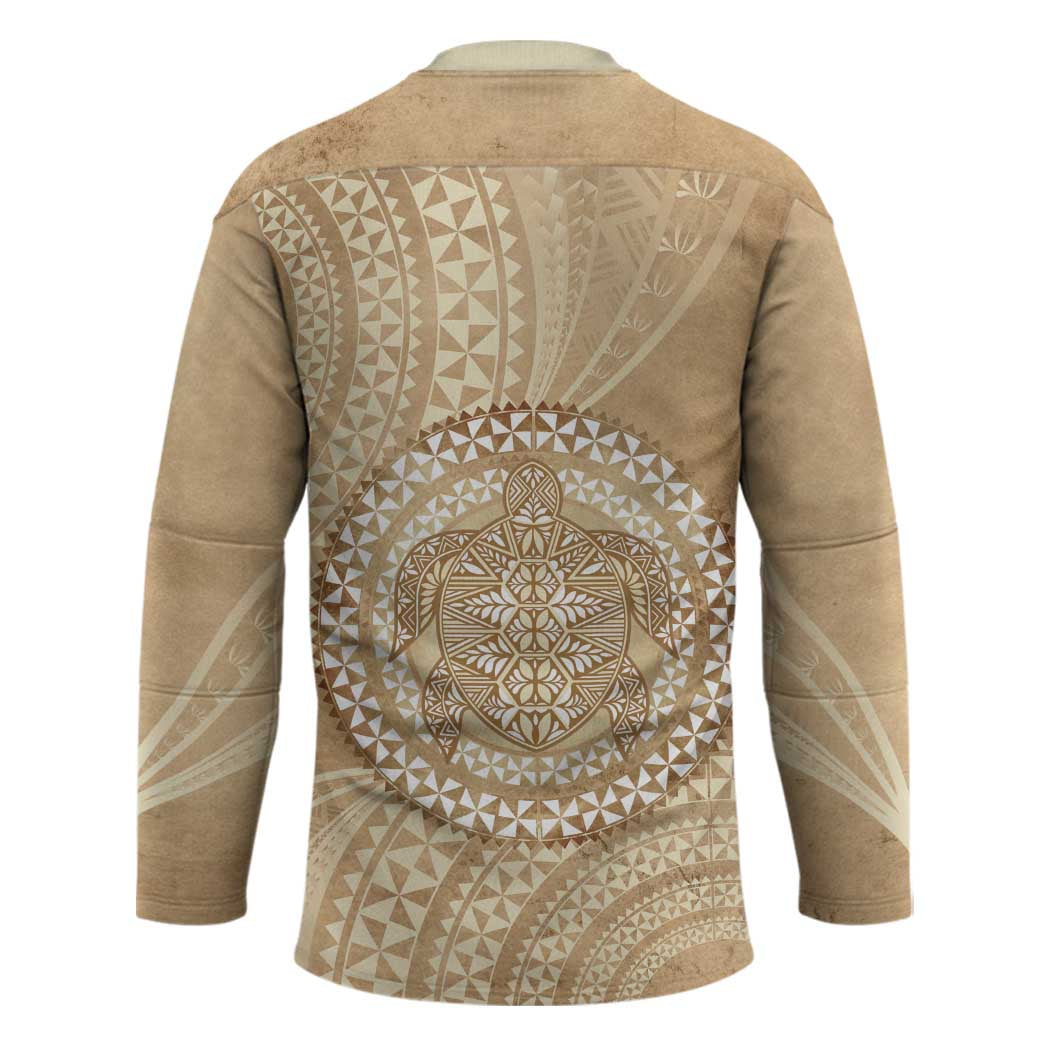 Tonga Ngatu Turtle Hockey Jersey Vintage Tongan Tapa Cloth