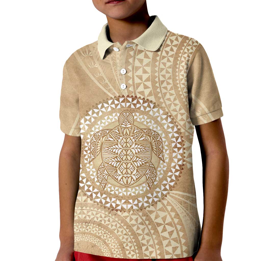 Tonga Ngatu Turtle Kid Polo Shirt Vintage Tongan Tapa Cloth