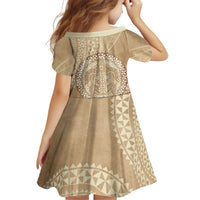 Tonga Ngatu Turtle Kid Short Sleeve Dress Vintage Tongan Tapa Cloth LT14 - Polynesian Pride