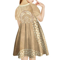 Tonga Ngatu Turtle Kid Short Sleeve Dress Vintage Tongan Tapa Cloth LT14 - Polynesian Pride