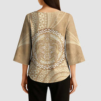 Tonga Ngatu Turtle Kimono Sleeve Blouse Vintage Tongan Tapa Cloth