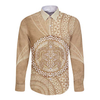 Tonga Ngatu Turtle Long Sleeve Button Shirt Vintage Tongan Tapa Cloth