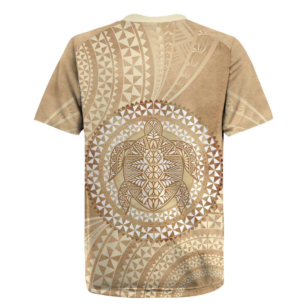 Tonga Ngatu Turtle Rugby Jersey Vintage Tongan Tapa Cloth