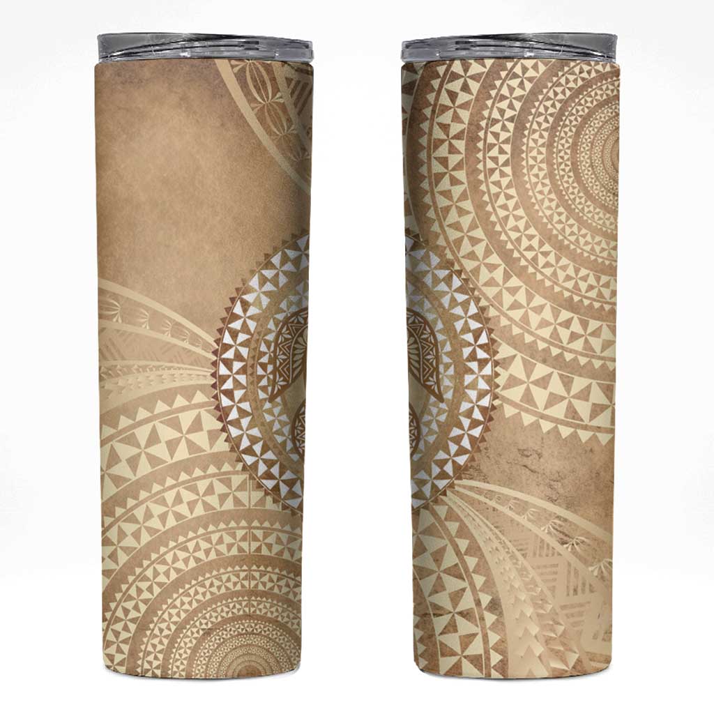 Tonga Ngatu Turtle Skinny Tumbler Vintage Tongan Tapa Cloth LT14 Brown - Polynesian Pride