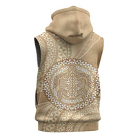 Tonga Ngatu Turtle Sleeveless Hoodie Vintage Tongan Tapa Cloth