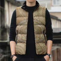 Tonga Ngatu Turtle Sleeveless Puffer Jacket Vintage Tongan Tapa Cloth