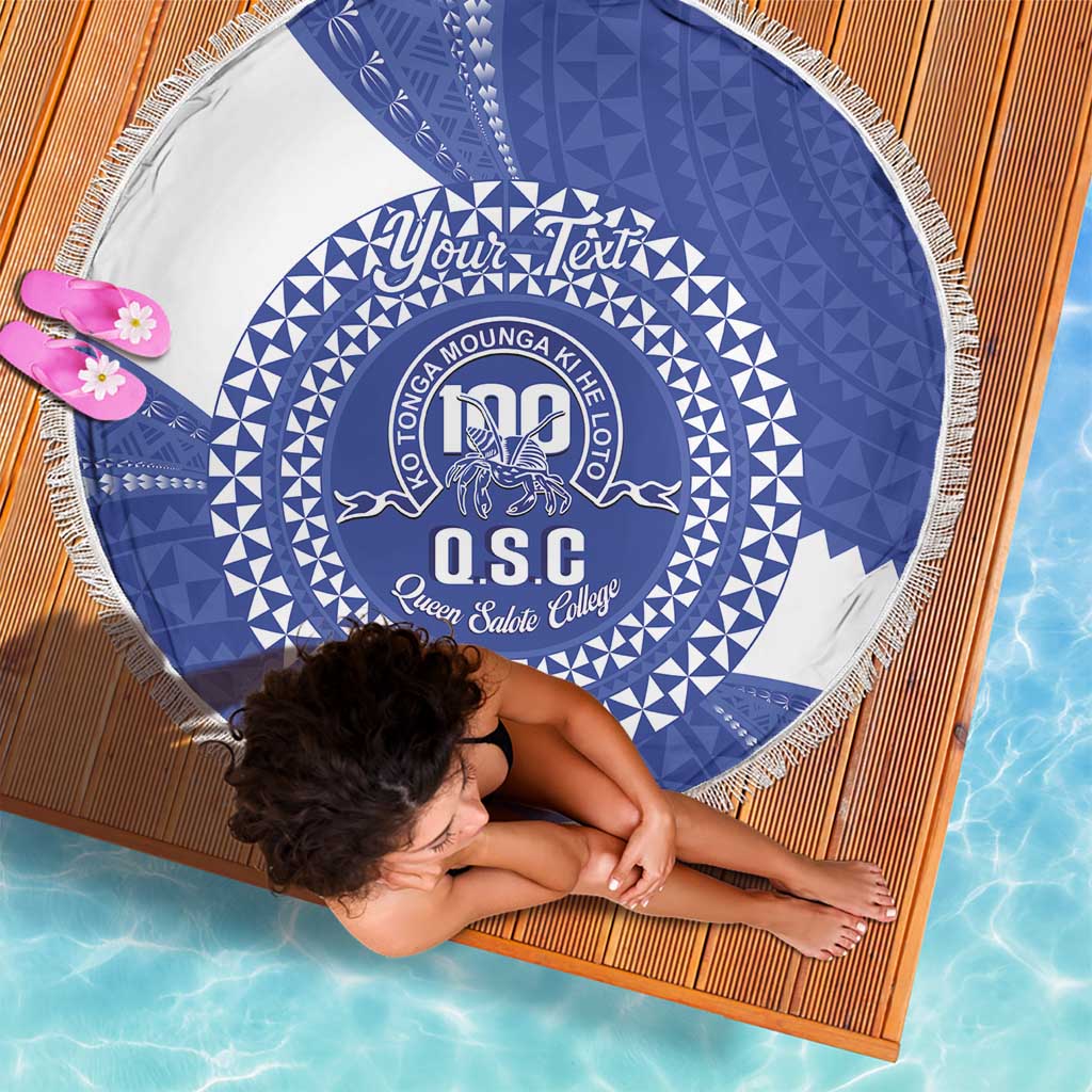 Queen Salote College 100th Anniversary Personalized Beach Blanket Est 1926 Kolisi Fefine Tongan Ngatu Pattern