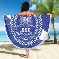 Queen Salote College 100th Anniversary Personalized Beach Blanket Est 1926 Kolisi Fefine Tongan Ngatu Pattern