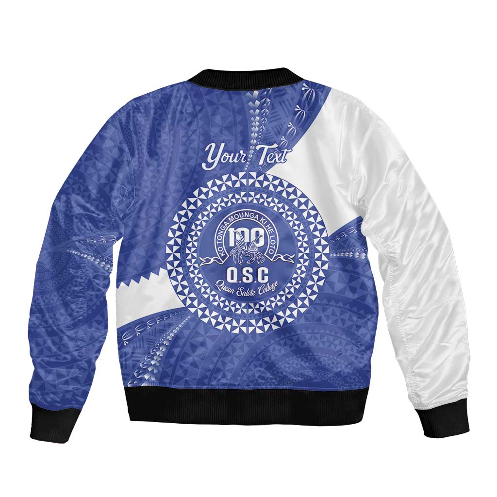 Queen Salote College 100th Anniversary Personalized Bomber Jacket Est 1926 Kolisi Fefine Tongan Ngatu Pattern