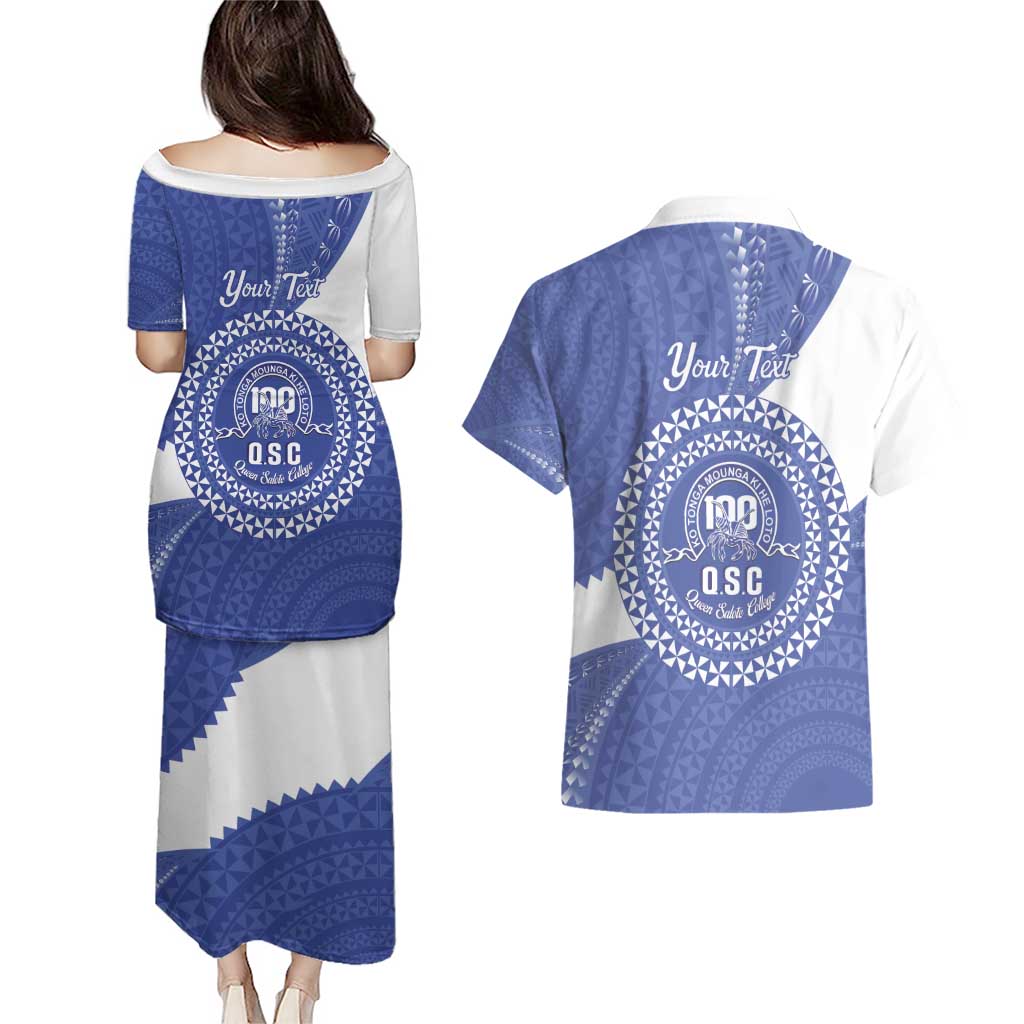 Queen Salote College 100th Anniversary Personalized Couples Matching Puletasi and Hawaiian Shirt Est 1926 Kolisi Fefine Tongan Ngatu Pattern LT14 - Polynesian Pride