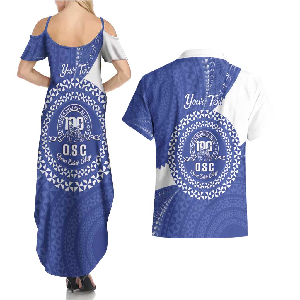 Queen Salote College 100th Anniversary Personalized Couples Matching Summer Maxi Dress and Hawaiian Shirt Est 1926 Kolisi Fefine Tongan Ngatu Pattern