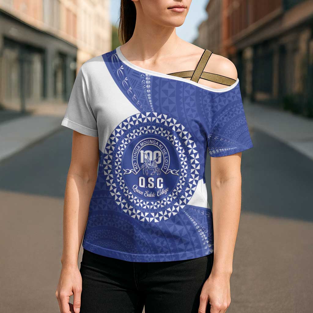 Queen Salote College 100th Anniversary Personalized Cross Shoulder Shirt Est 1926 Kolisi Fefine Tongan Ngatu Pattern LT14 - Polynesian Pride
