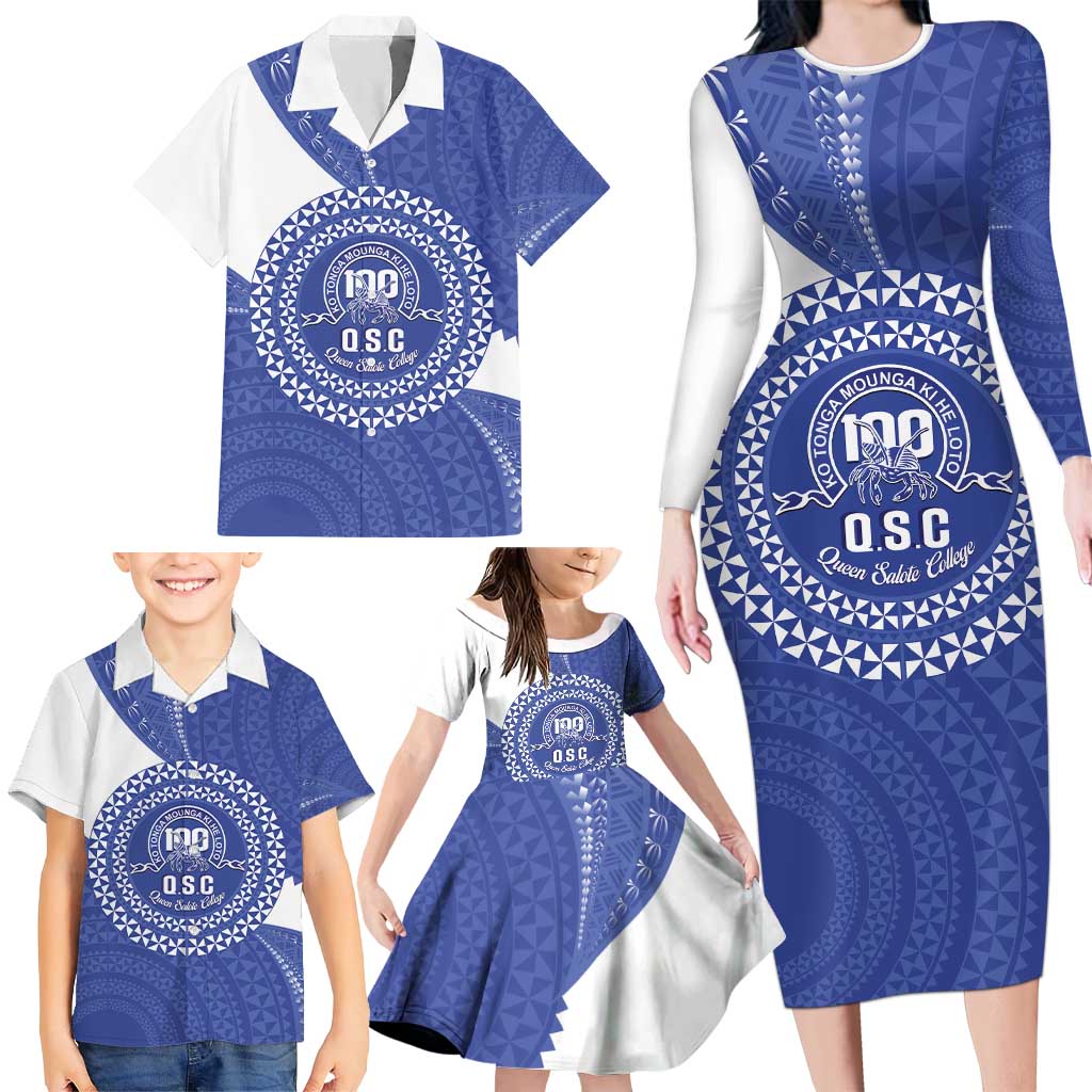 Queen Salote College 100th Anniversary Personalized Family Matching Long Sleeve Bodycon Dress and Hawaiian Shirt Est 1926 Kolisi Fefine Tongan Ngatu Pattern LT14 - Polynesian Pride