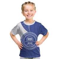 Queen Salote College 100th Anniversary Personalized Kid T Shirt Est 1926 Kolisi Fefine Tongan Ngatu Pattern LT14 Blue - Polynesian Pride