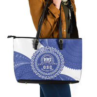 Queen Salote College 100th Anniversary Personalized Leather Tote Bag Est 1926 Kolisi Fefine Tongan Ngatu Pattern LT14 - Polynesian Pride