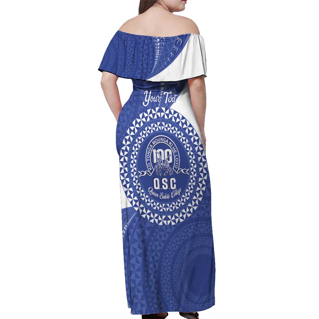 Queen Salote College 100th Anniversary Personalized Off Shoulder Maxi Dress Est 1926 Kolisi Fefine Tongan Ngatu Pattern LT14 - Polynesian Pride