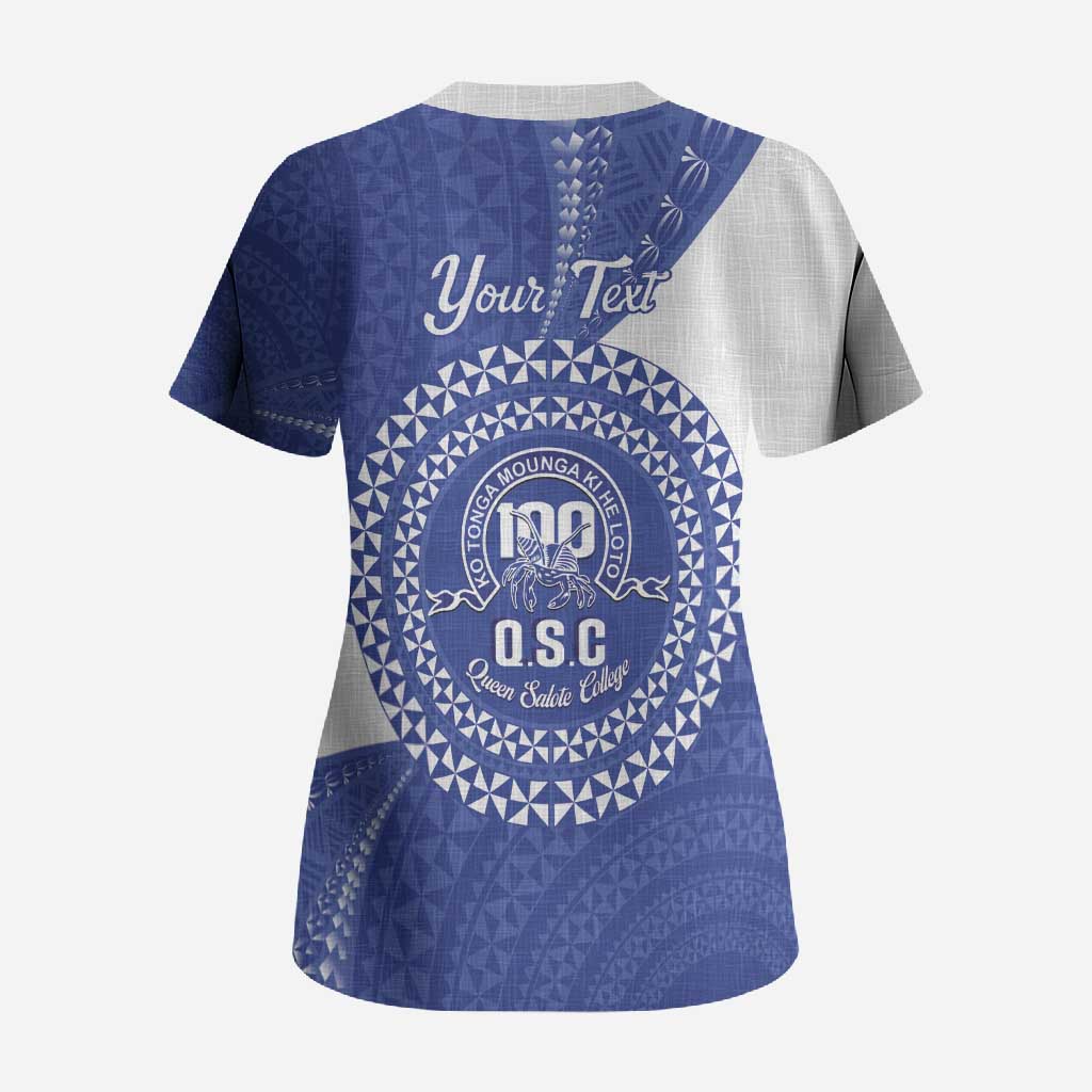 Queen Salote College 100th Anniversary Personalized Scrub Top Est 1926 Kolisi Fefine Tongan Ngatu Pattern