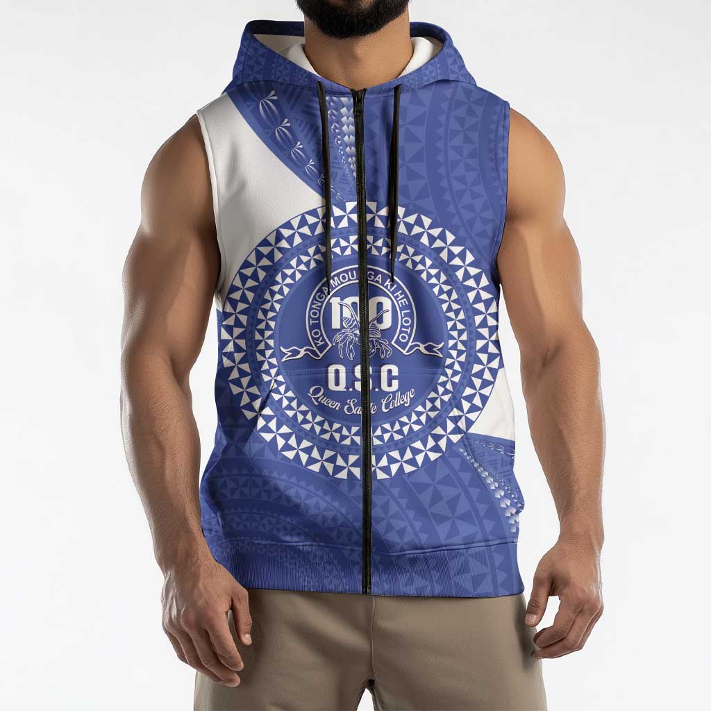 Queen Salote College 100th Anniversary Personalized Sleeveless Zip Hoodie Est 1926 Kolisi Fefine Tongan Ngatu Pattern LT14 - Polynesian Pride