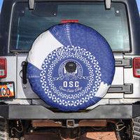 Queen Salote College 100th Anniversary Personalized Spare Tire Cover Est 1926 Kolisi Fefine Tongan Ngatu Pattern LT14 Blue - Polynesian Pride