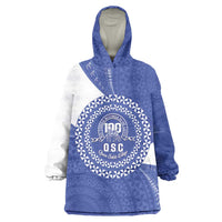 Queen Salote College 100th Anniversary Personalized Wearable Blanket Hoodie Est 1926 Kolisi Fefine Tongan Ngatu Pattern LT14 One Size Blue - Polynesian Pride