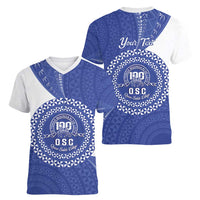 Queen Salote College 100th Anniversary Personalized Women V-Neck T-Shirt Est 1926 Kolisi Fefine Tongan Ngatu Pattern LT14 - Polynesian Pride