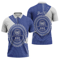 Queen Salote College 100th Anniversary Personalized Zipper Polo Shirt Est 1926 Kolisi Fefine Tongan Ngatu Pattern LT14 - Polynesian Pride