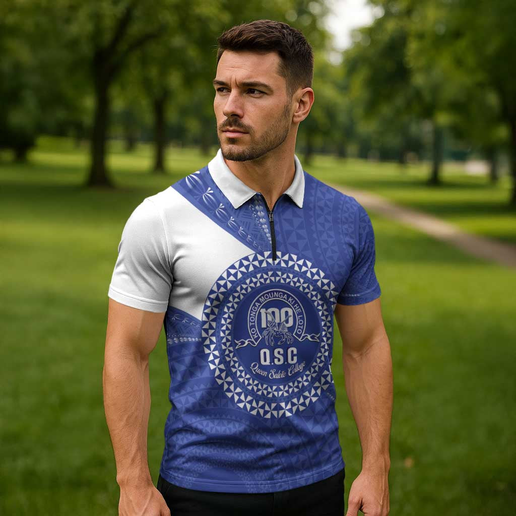 Queen Salote College 100th Anniversary Personalized Zipper Polo Shirt Est 1926 Kolisi Fefine Tongan Ngatu Pattern LT14 - Polynesian Pride